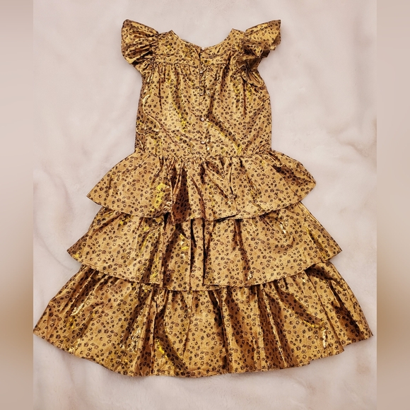 New Girls Love Shack Fancy Callie Gold Metallic Dress Size 12Y - Picture 8 of 12